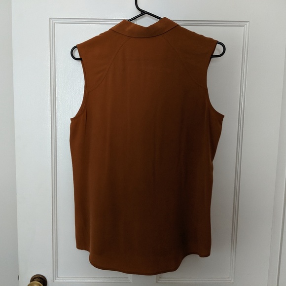 Everlane Silk Sleeveless Rust Orange Blouse, Small - Picture 4 of 8